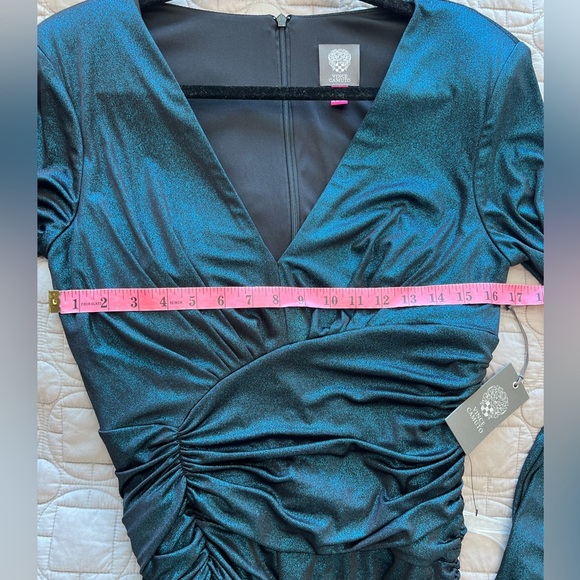 Vince Camuto Shimmering Teal Long Sleeve Dress - Picture 13 of 16